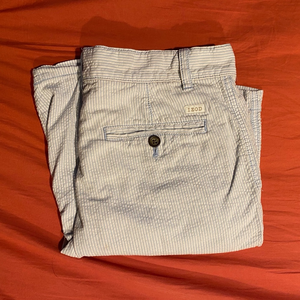 Light Blue Striped Izod Shorts - 30” Waist